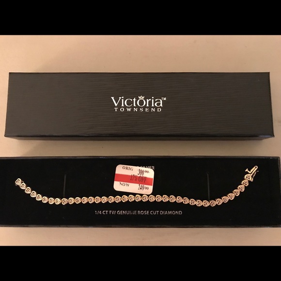 Victoria Townsend Jewelry - 1/4 ct tw Genuine Rose Cut Diamond Bracelet 7.25”